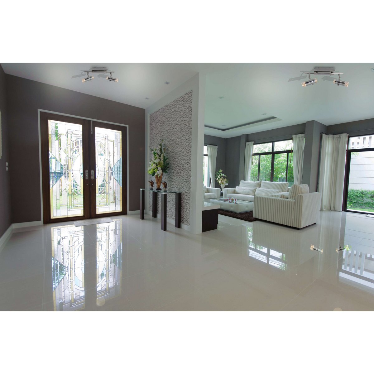 LED -plafondlamp "Garda" 34 cm lang, met geïntegreerde LED's, gemaakt van chroom -gekleurd metaal en acryl