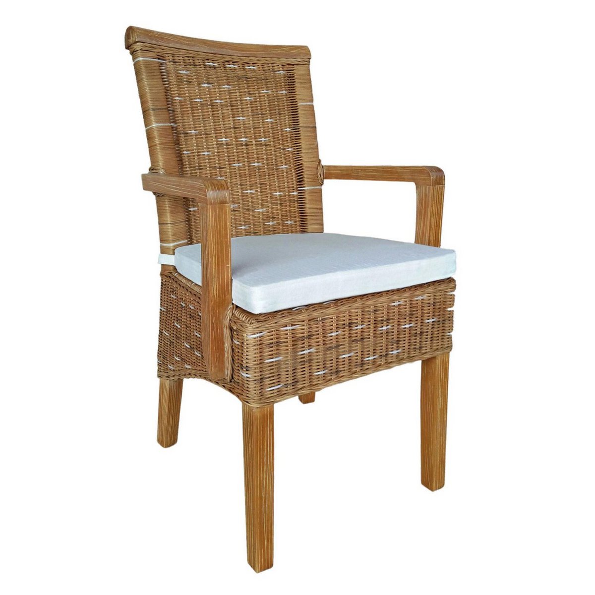 Eetstoel met armleuningen Rattan stoel Cappuccino Perth Basket stoel Rattan fauteuil duurzaam