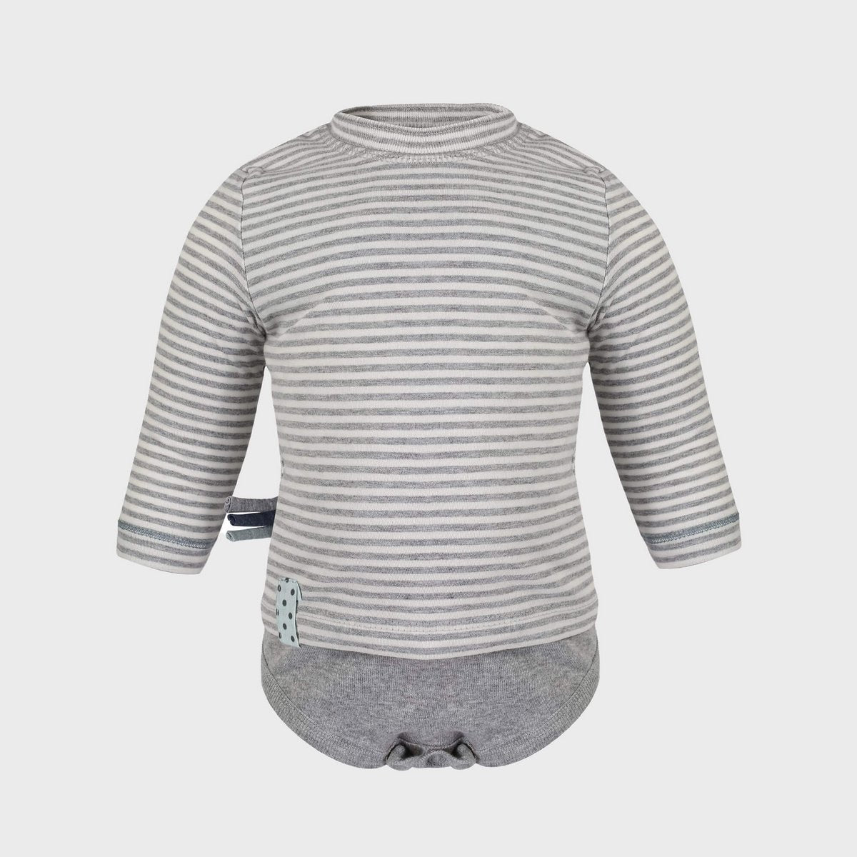 OrganicEra Organic Baby L/S T-shirt body, grijs gestreept