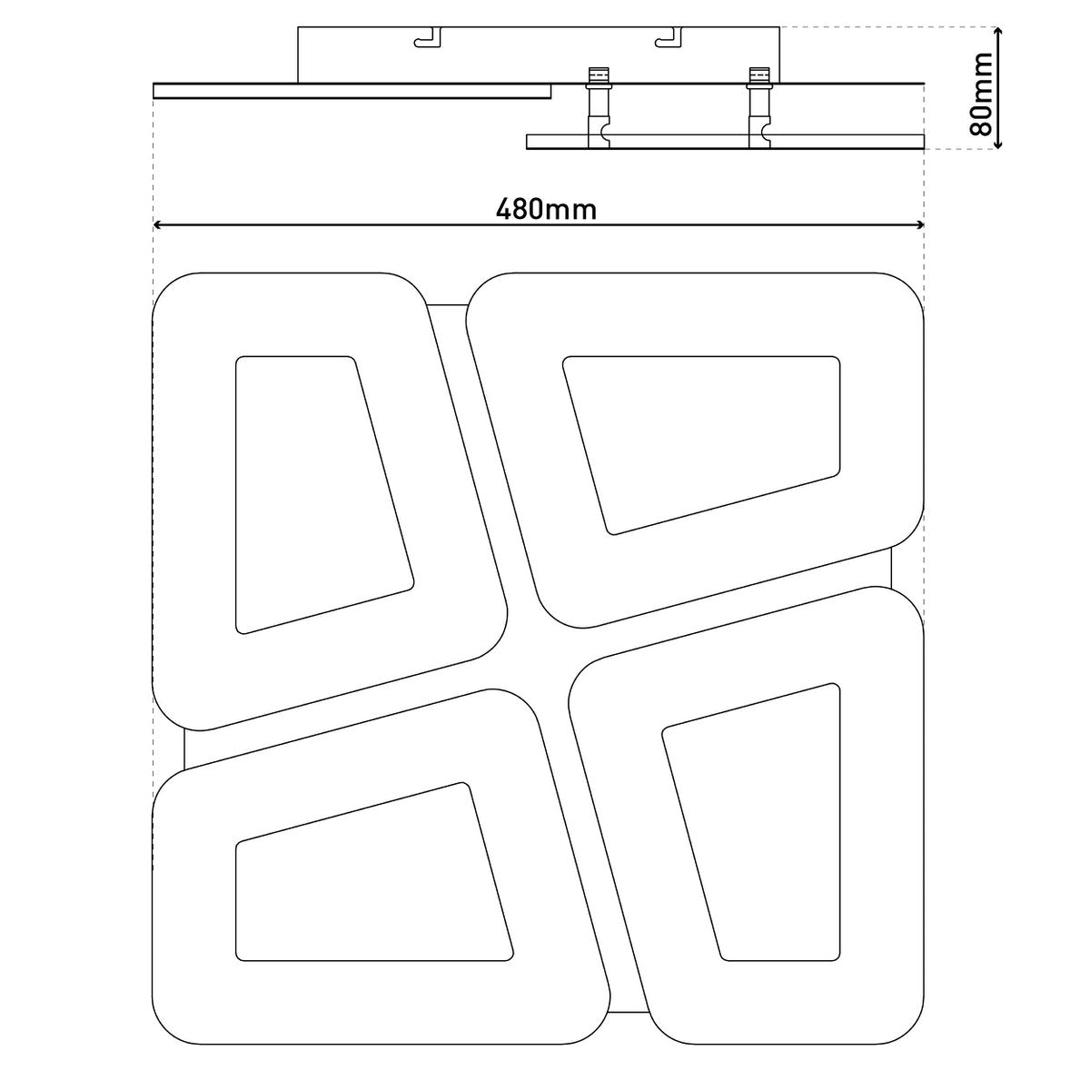 LED -plafondlamp "SIMEN" 48 x 48 cm, metaal en plastic, wit, geïntegreerde LED's, warm wit