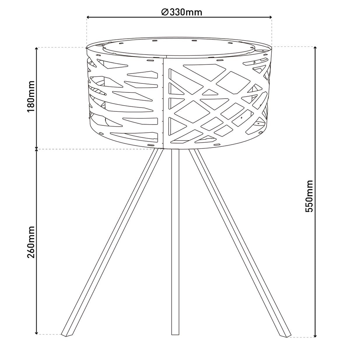 Tafellamp "Finja" gemaakt van natuurlijk gekleurde plastic/holzimitatie, met E27-versieverlichting voor woonkamer, eetkamer of kantoor, 55 cm hoog