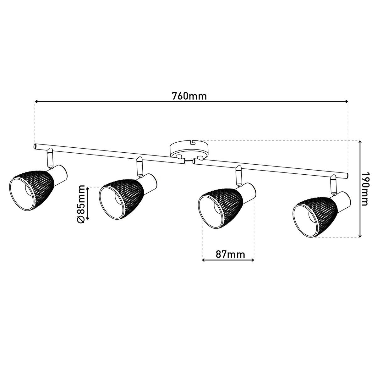 4er spot plafondlamp "Lindita" exclusief lampen