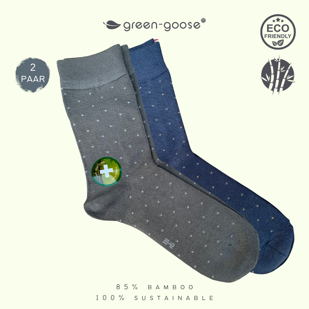 green-goose Bamboe Herensokken - 2 Paar - Stippen - 85% Bamboe