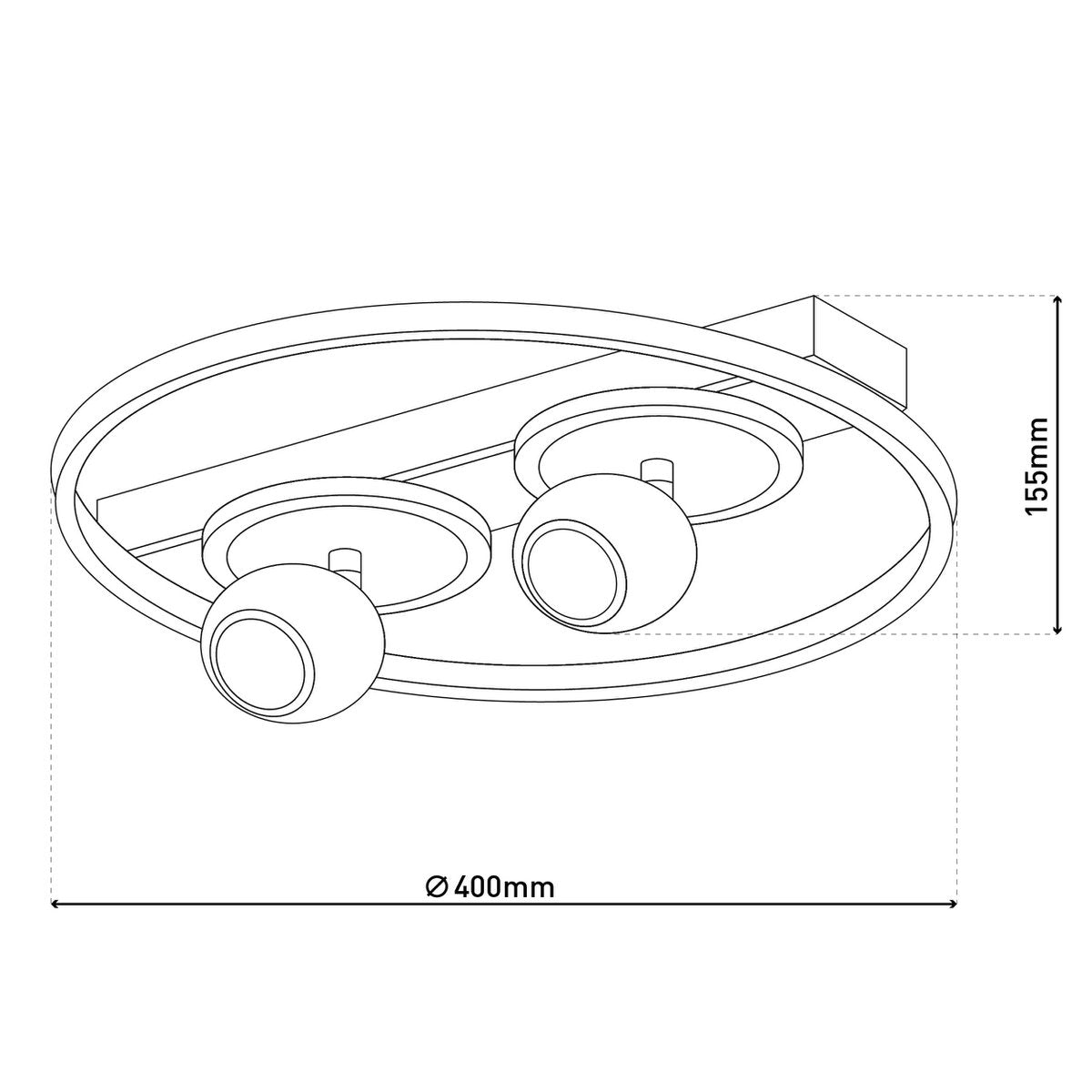 2 Spot LED -plafondlamp "Ronda" Ø 40 cm, gemaakt van metaal en plastic, wit, GU10, vlekken binnen