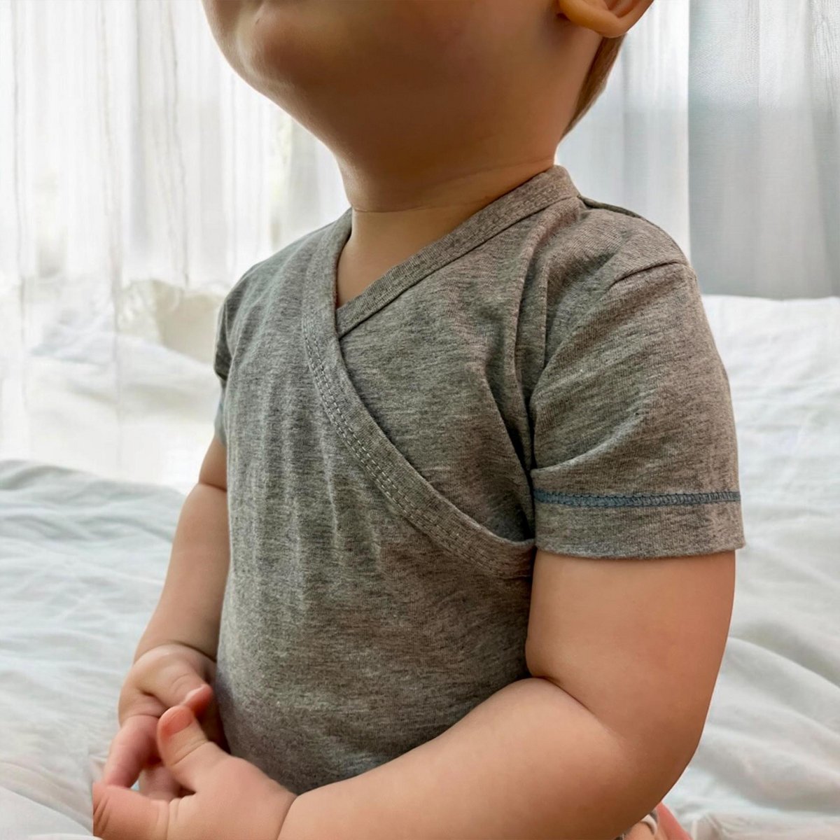 OrganicEra Organic Baby S/S Kimono body, grijs