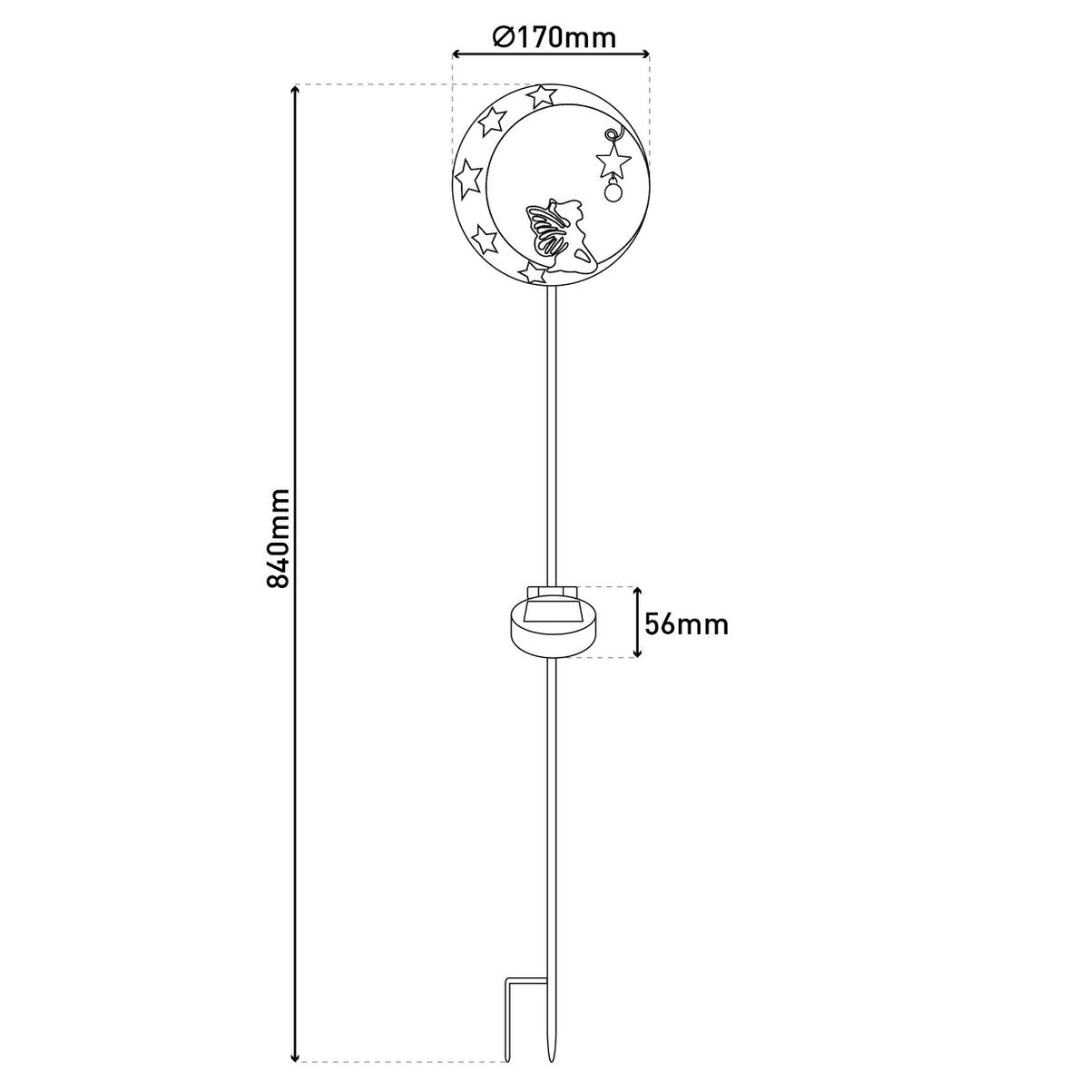 LED Solar Earth Spit "Elfe", voor buiten, metaal en plastic aarde spit in bruin, met geïntegreerde LED