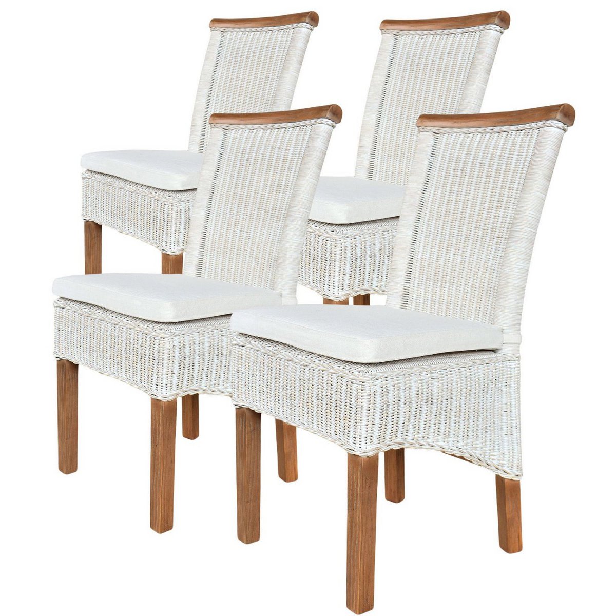 Eetkamerstoelen set rattan stoelen Perth 4 stuks witte eettafel stoelen mandstoelen stoelen duurzaam