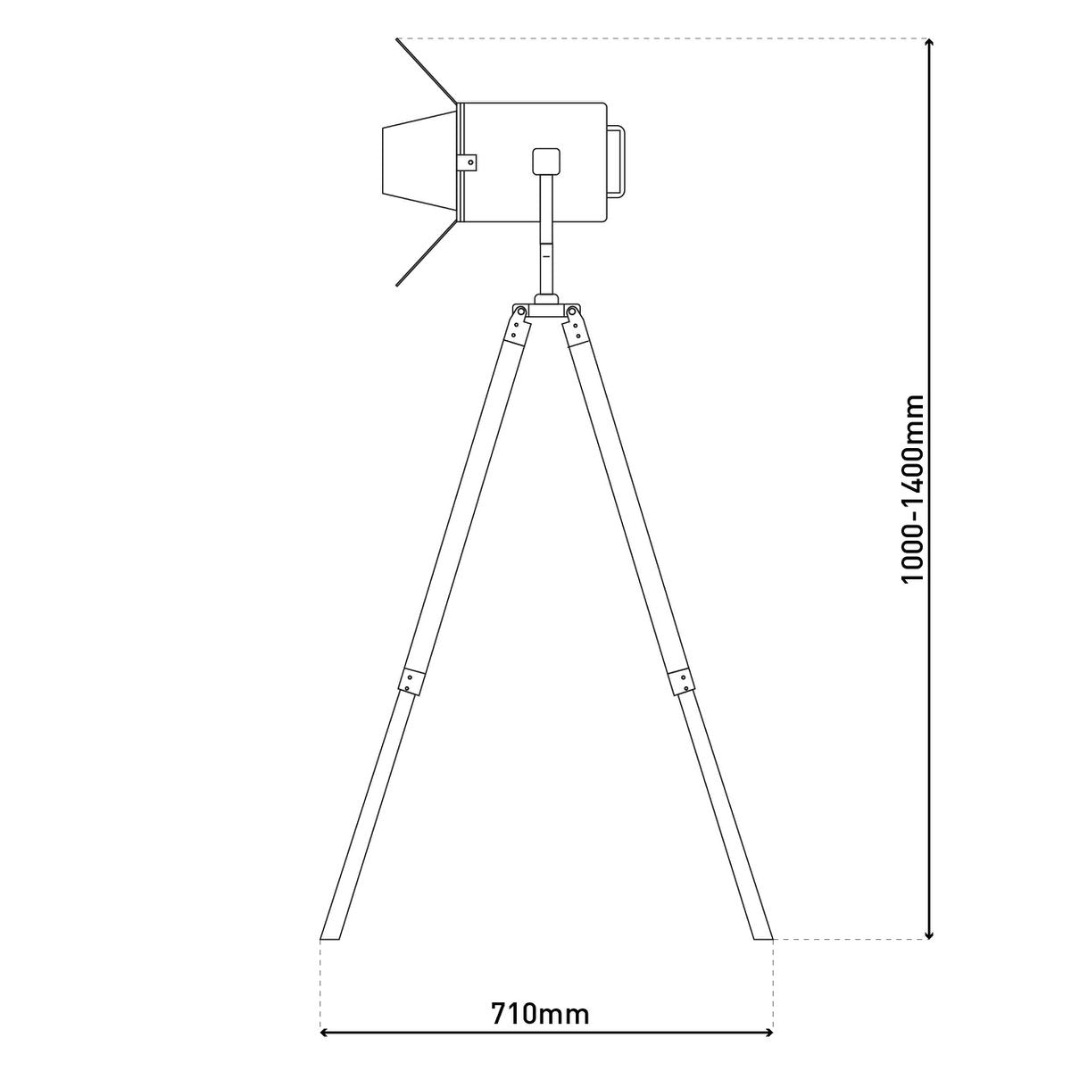 Staande lamp driekbende "Holly" gemaakt van donkere natuur met een E27-versie, 100-140 cm hoog, lamp voor woonkamer, eetkamer of kantoor