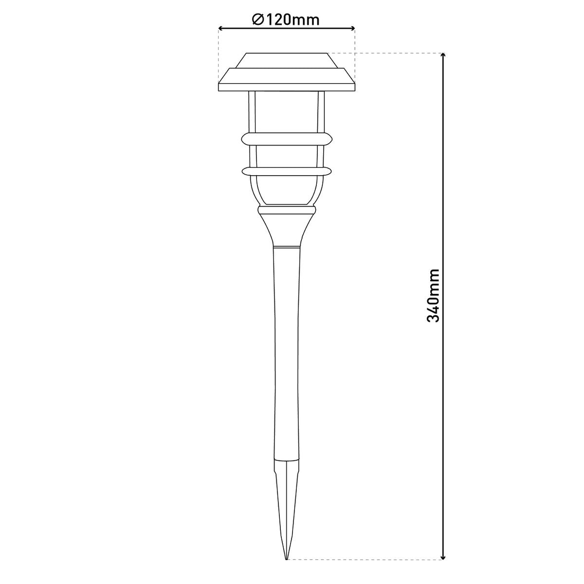 3 Set LED Outdoor Earth Spit 34 cm High, Skeer gemaakt van zwart plastic met geïntegreerde LED, zonnelampje voor buiten