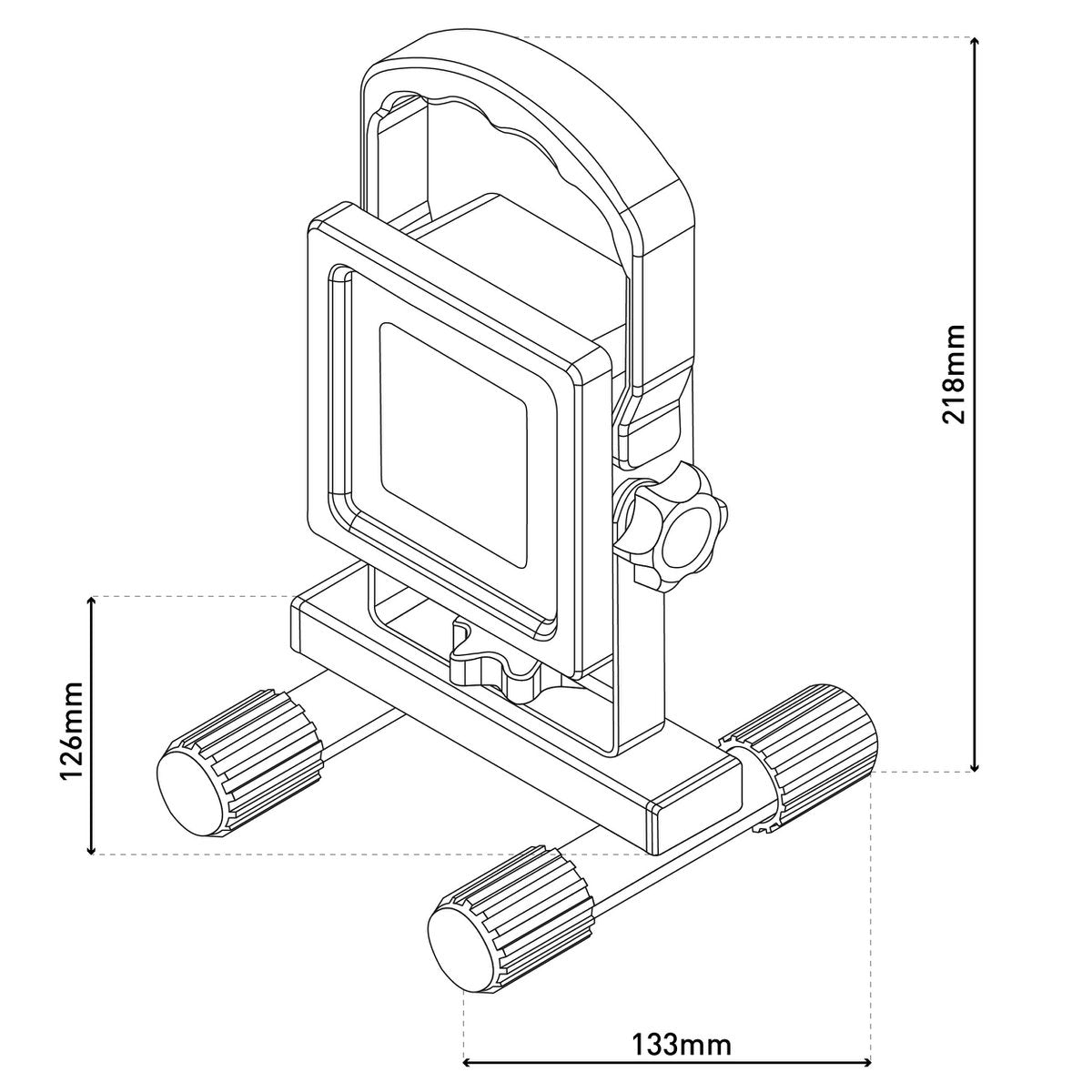 LED-spotlight "Pablo", gemaakt van zwart plastic met stevig ingebouwde LED's, praktisch voor garage, workshop en camping