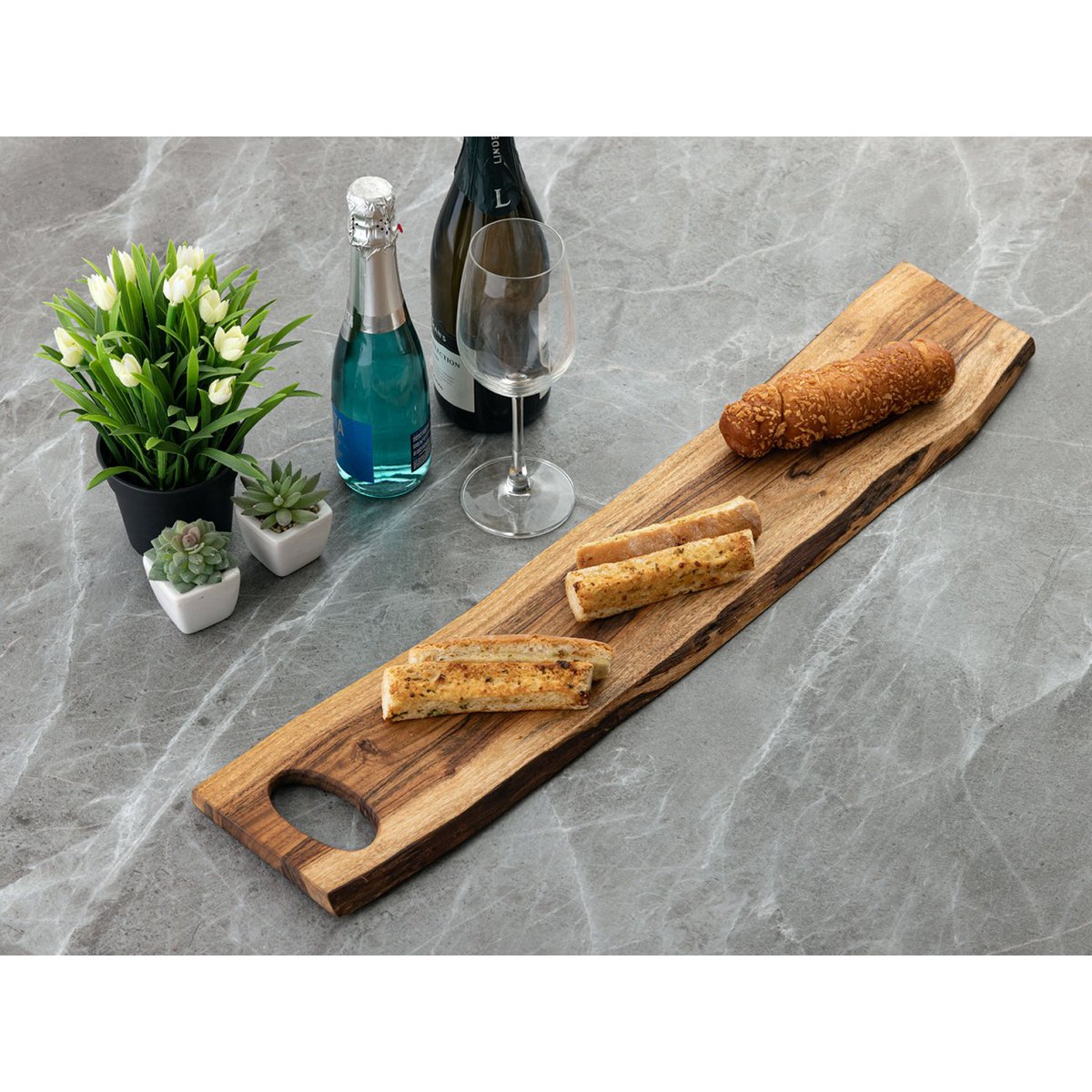Houten bord serveerbord decoratieve lade thores 70x15 cm decoratief bord acacia solide