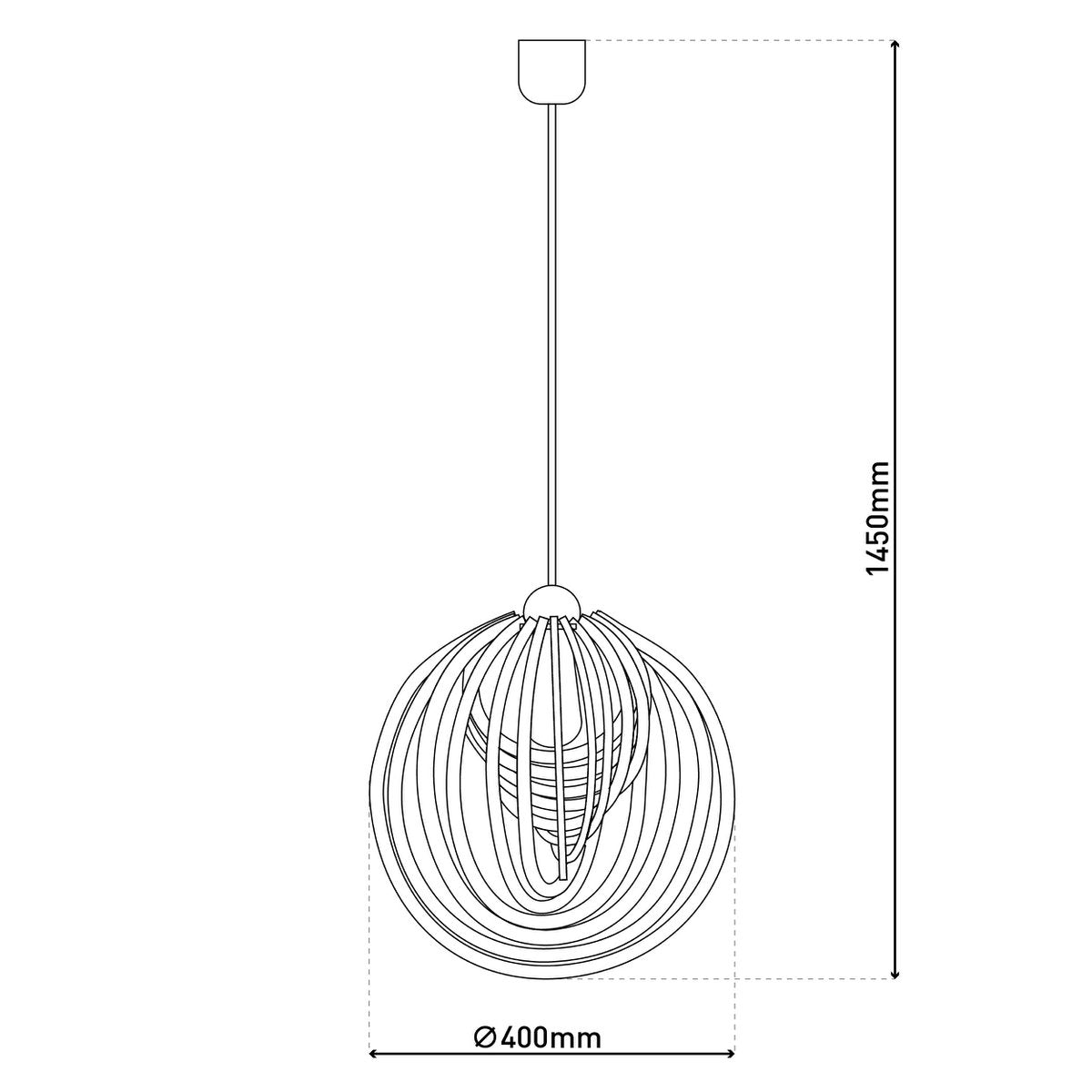 Hanger lamp "Armella" Ø 40 cm, 1x E27 (niet inbegrepen) gemaakt van hout en plastic, voor eetkamers, woonkamer, kantoor, kinderkamer