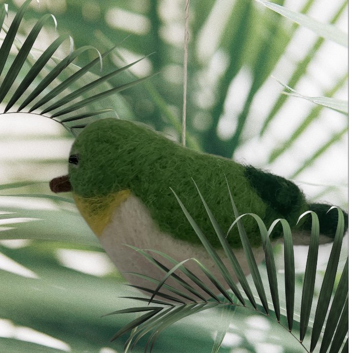 Luna -Leena Bird Hanging - Groen - wol vilt - handgemaakt in Nepal