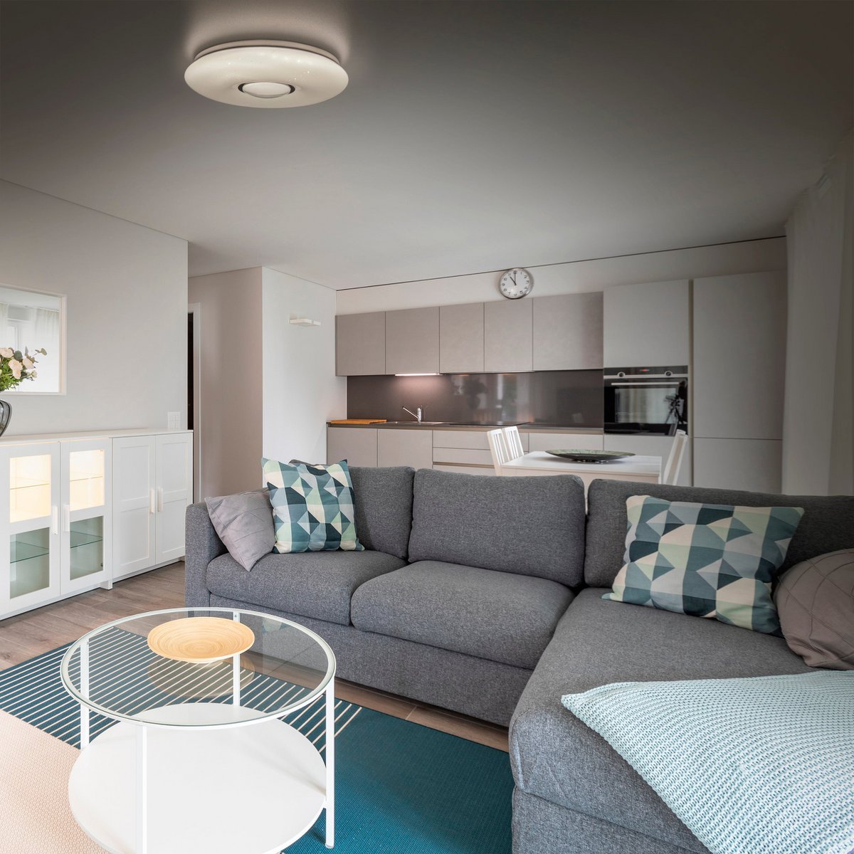 LED -plafondlicht "" Picton "Ø 31 cm gemaakt van metaal en plastic, warm wit licht met kristaleffect, met stevig ingebouwde LED's verlichting voor woonkamers of kantoor