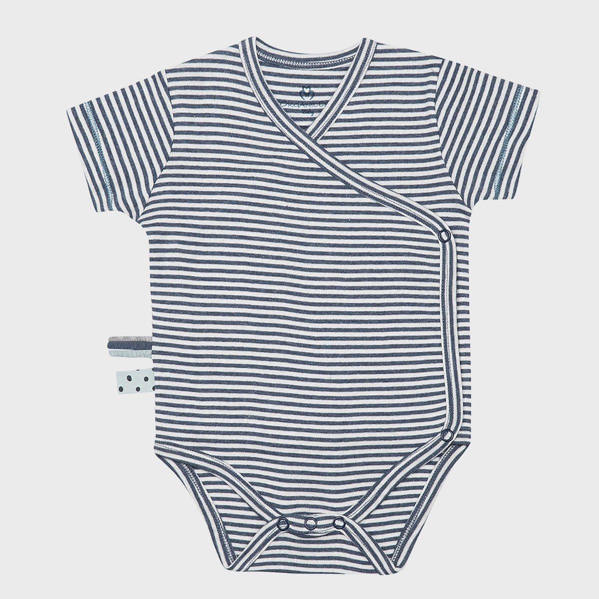 OrganicEra Organic Baby S/S Kimono body, Indigo gestreept