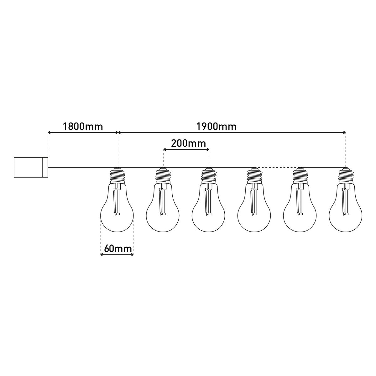 10-geleide zonne-buitenkant lichte keten "Linda" Totale lengte 370 cm, 10 ballen (afstand 20 cm) met Ø 6 cm, plastic, RGB kleurverandering