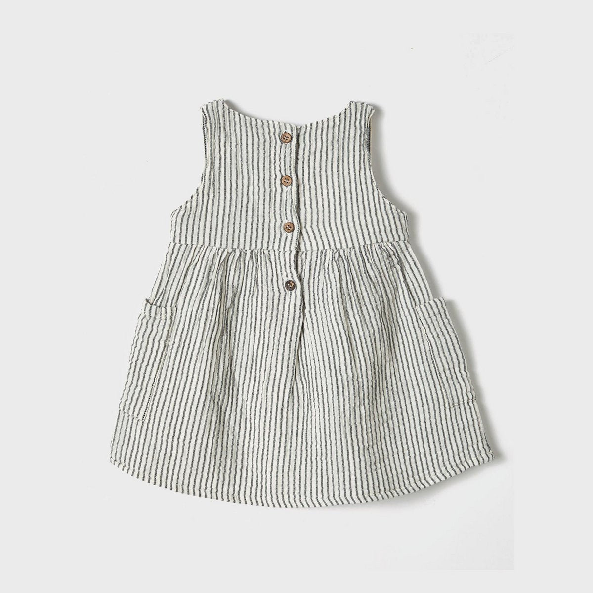 OrganicEra Mouwloze jurk van biologisch mousseline met zak, grijs