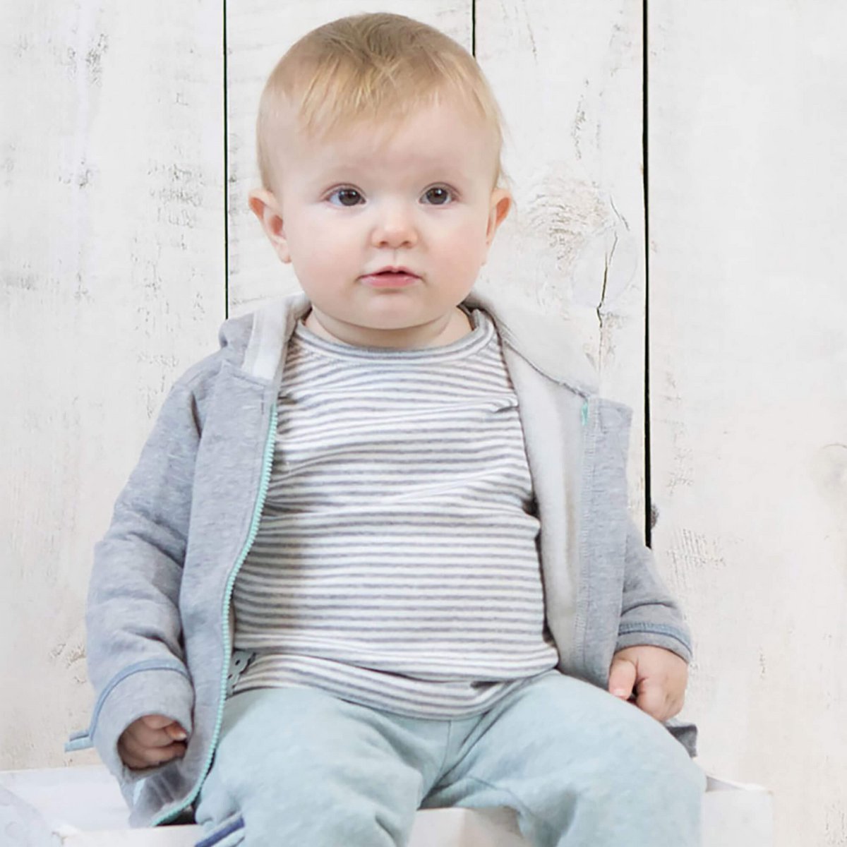 OrganicEra Organic Baby L/S T-shirt, grijs gestreept