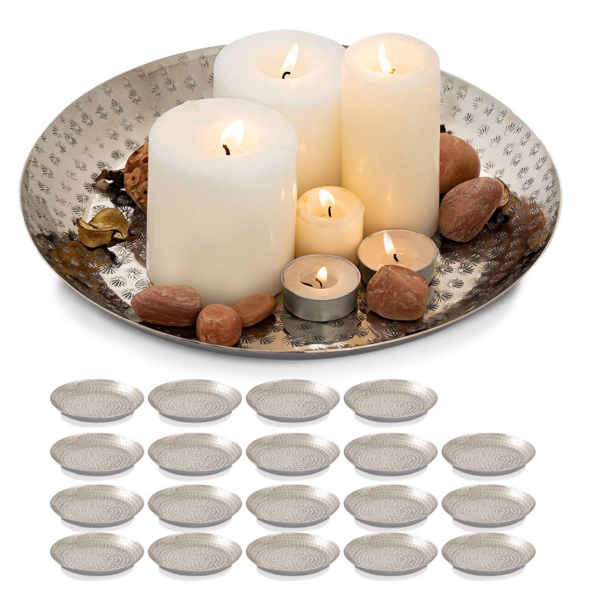 Decoratief dienbladen Decoratiebladen 20-delige metaal Ø 28 cm ronde gouden of zilveren decoratieve lade Serveerlade Ke