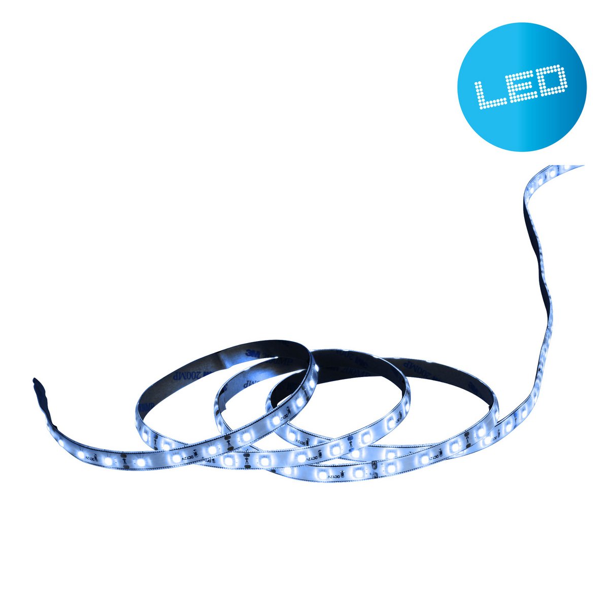 Led "Stripe" ca. 5 m lang, met 2 Flex -bindmiddelen en plug -in voeding; 300 LED's, blauw.