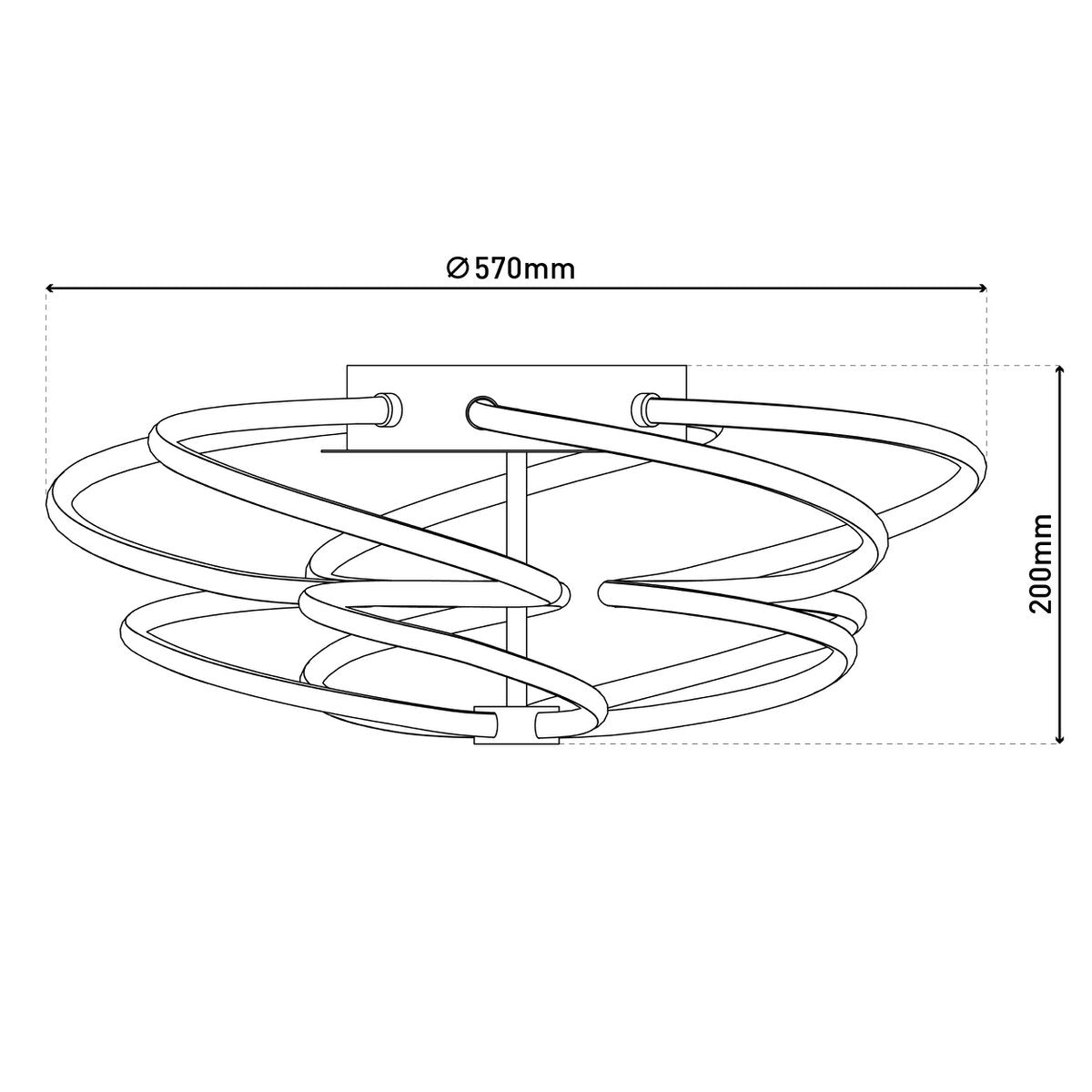 LED-plafondlamp "Rizado" Ø: 57 cm gemaakt van metaal in satijnen nikkel en plastic, met stevig ingebouwde LED's, verlichting voor woonkamers en kantoor.