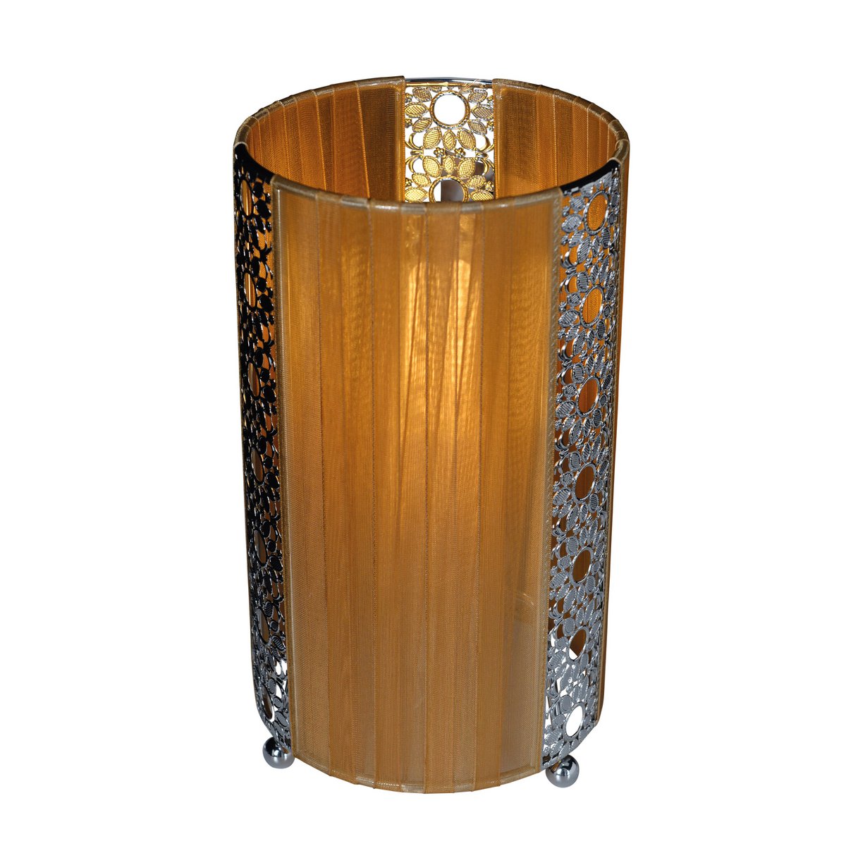 Stoffe tafellamp "Sheryl" gemaakt van metaal, plastic en textiel in bruin, E14