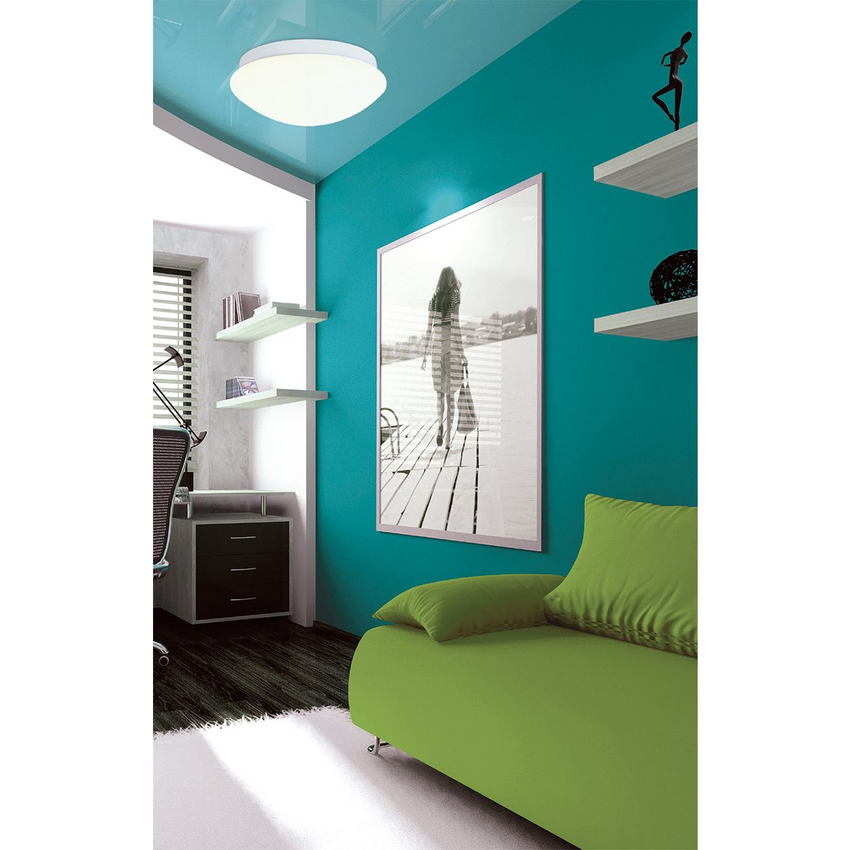 LED -plafondlicht "Genève" gemaakt van metaal en plastic in het wit, met stevig ingebouwde in LED's Ø ca. 30 cm