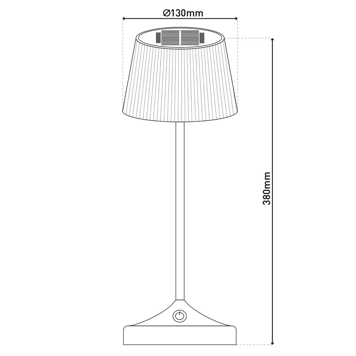 Zonne -batterijlamp "EMMI" 38 cm hoog, paraplu Ø 13 cm, metaal in amandel en wit plastic, voor de buitenruimte, dimable CCT.
