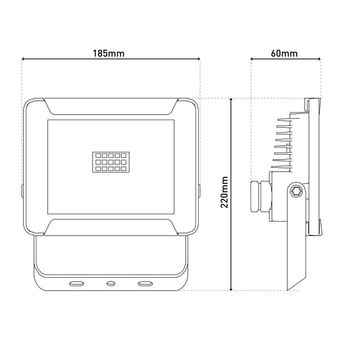 LED Outer Lamp "Spotlight" 30W, gemaakt van metaal en glas in het zwart, met geïntegreerde LED