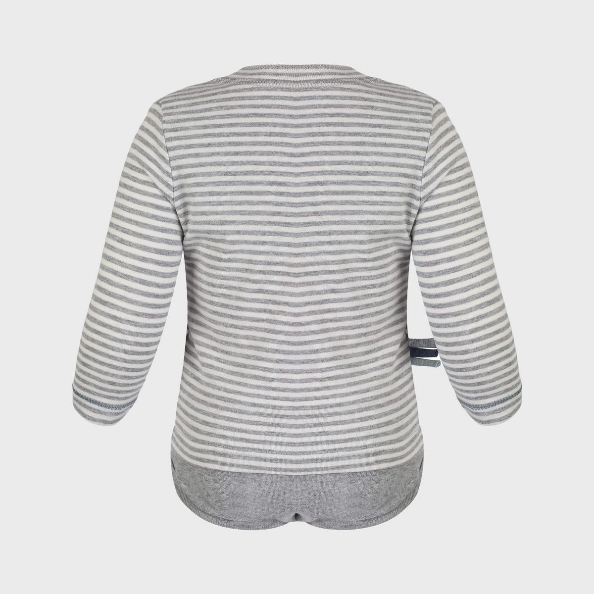 OrganicEra Organic Baby L/S T-shirt body, grijs gestreept