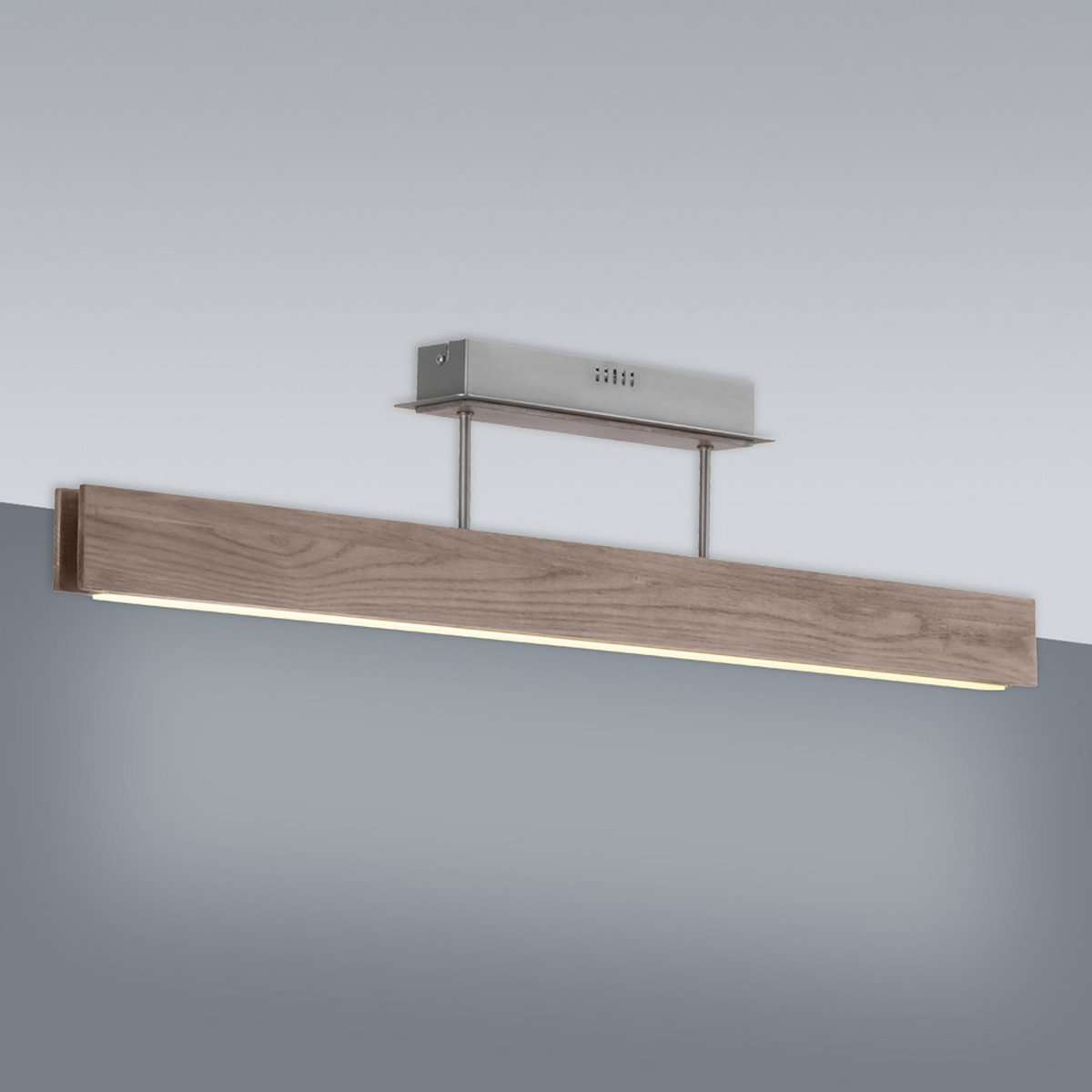 LED -plafondlicht "recht", 97,5 cm lang, gemaakt van metaal, hout, acryl en ashout, voor woonkamers en kantoor