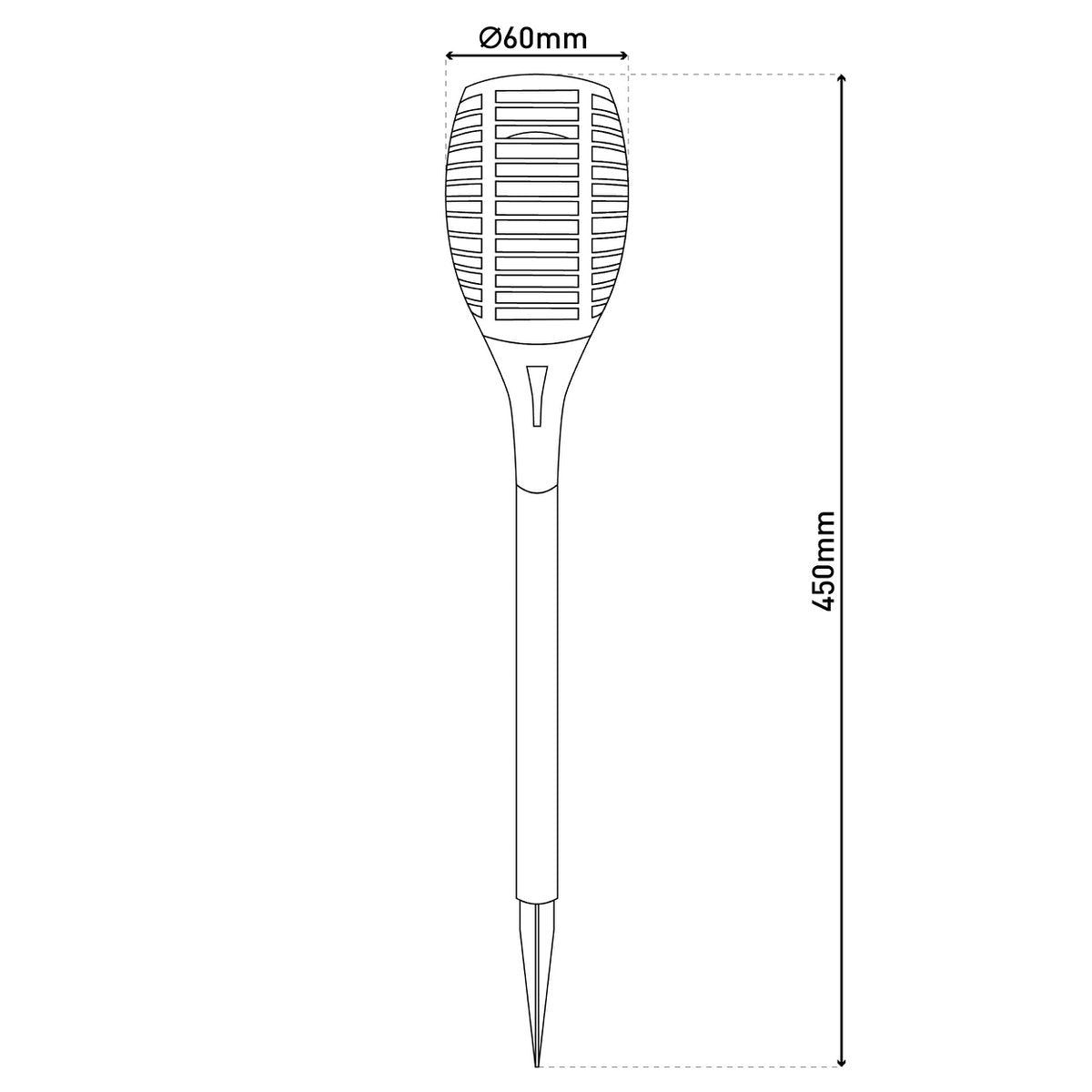 5 Set LED -aarde spies "Torch" 45 cm gemaakt van grijs plastic, met geïntegreerd LED, zonnelampje voor buiten
