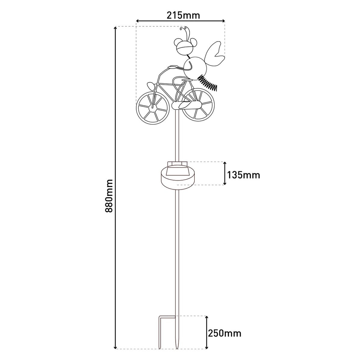 LED Solar Earth Skeer Skeer Brown H: 88cm, voor buiten, metaal en plastic aarde spies in bruin, met geïntegreerde LED
