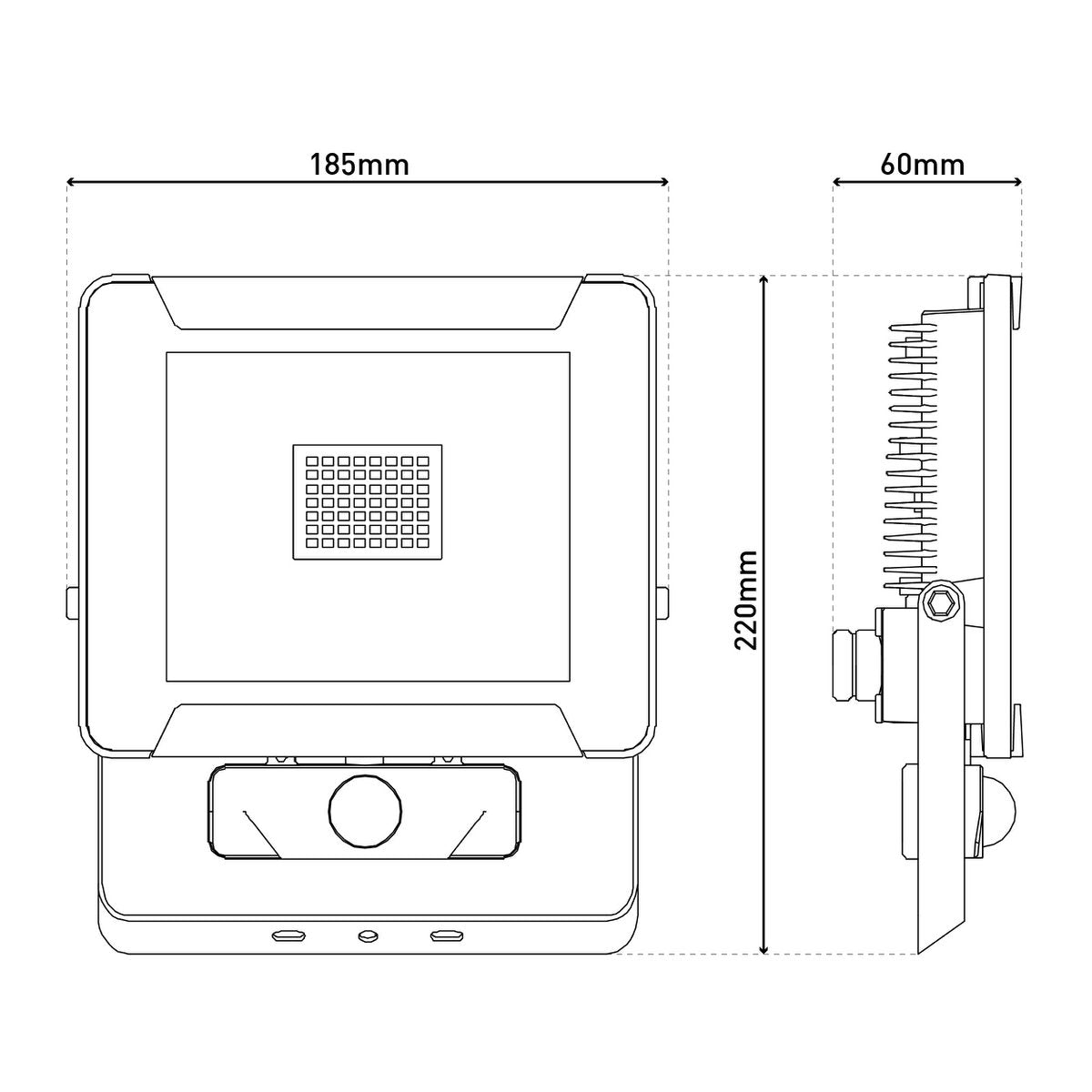 LED Outer Light "Radia" 30W met sensor, gemaakt van metaal en glas in zwart, met geïntegreerde LED