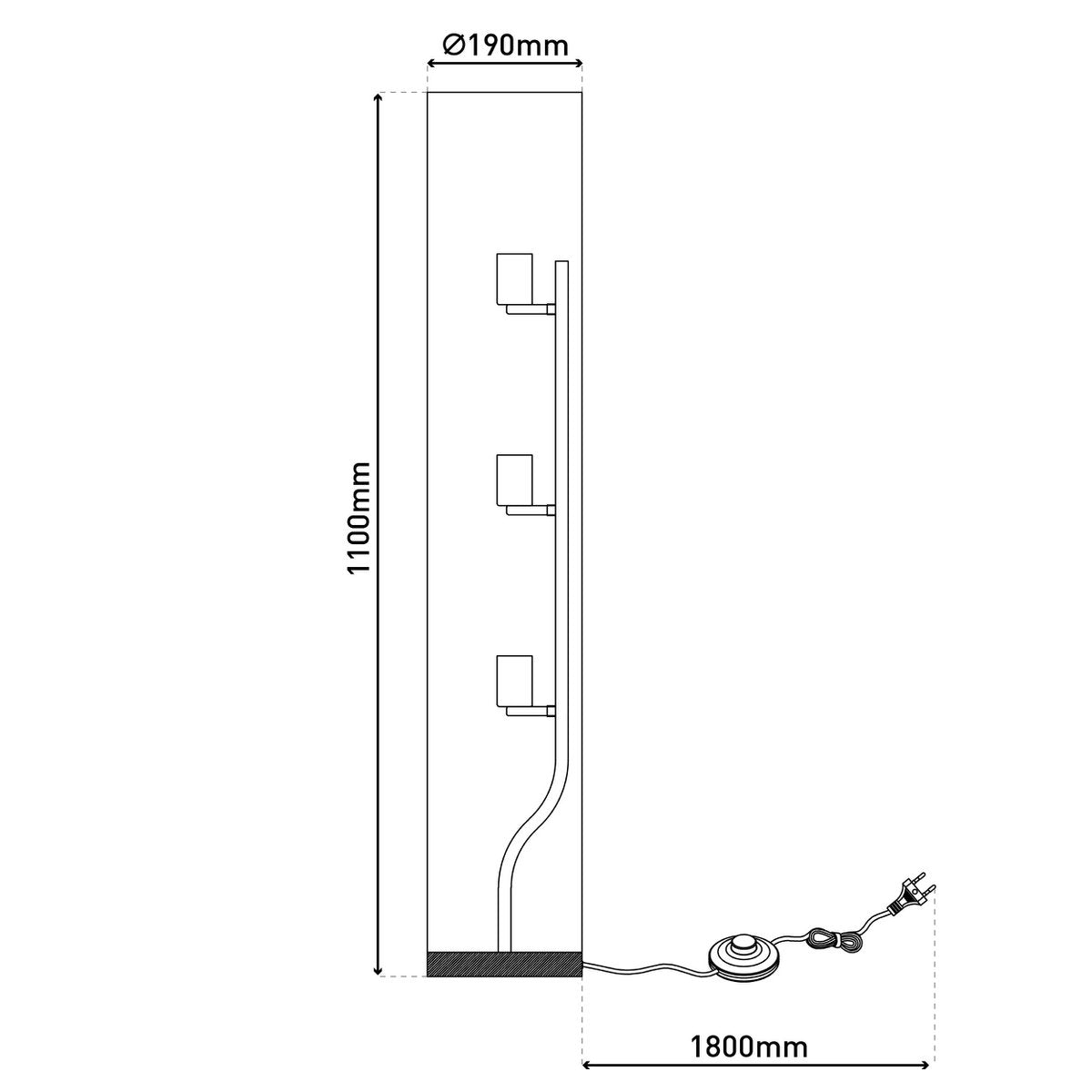 Staande lamp "Beate" Natuur van metaal en een tekstblazer in de natuur, E27 -aansluiting, vloerlamp voor eetkamer, woonkamer, gang of kantoor, ca. 110 cm hoog