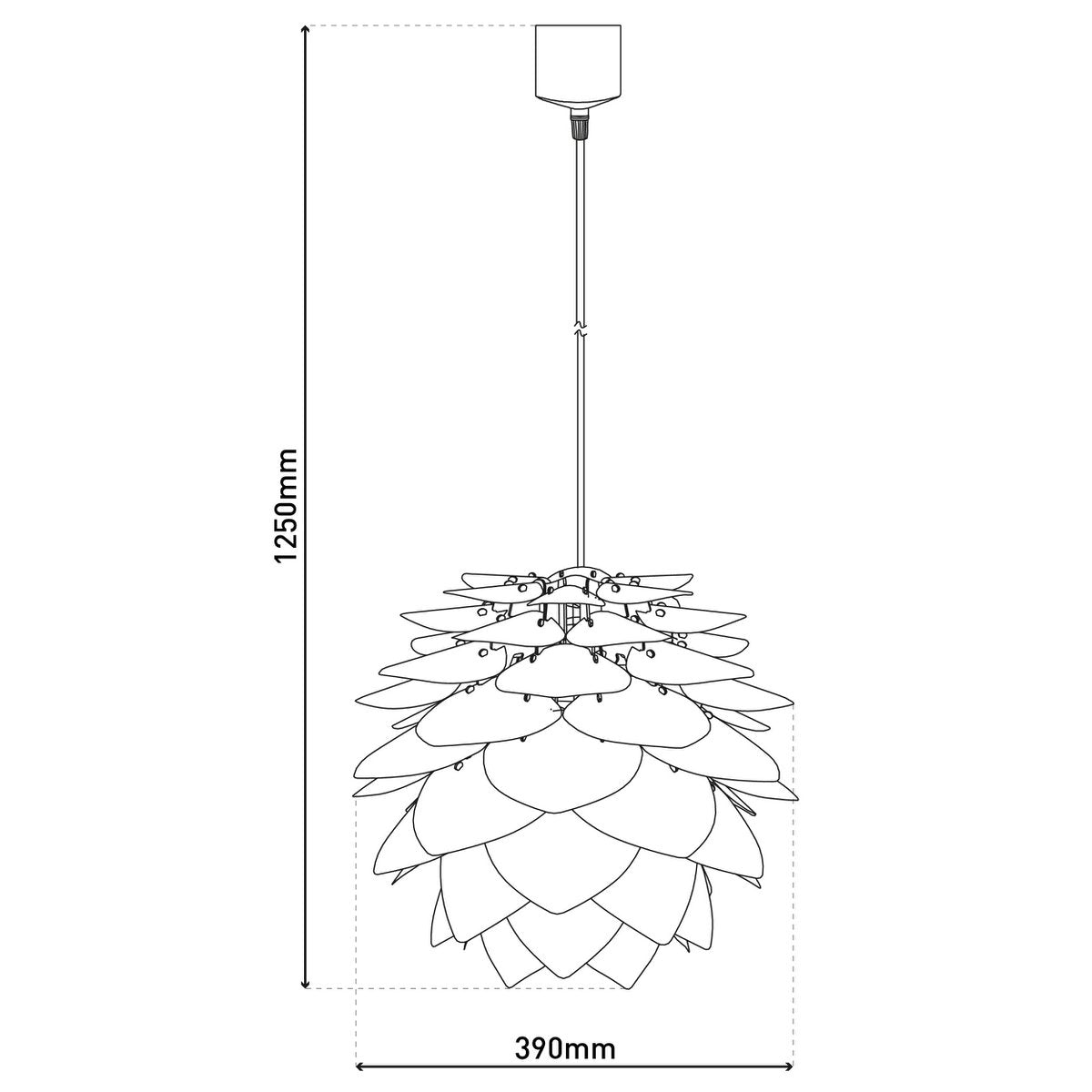 Hangende lamp "Foglia" gemaakt van natuurlijk gekleurd plastic, E27-aansluiting, verlichting voor woonkamer, eetkamer of kantoor, een diameter van 39 cm