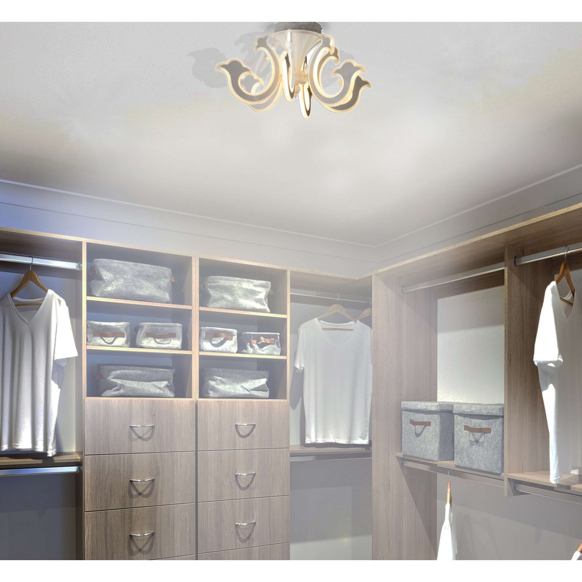 Led Crown "Ludwig" wit Ø 66 cm, met stevig geïnstalleerde LED's, metaal in wit