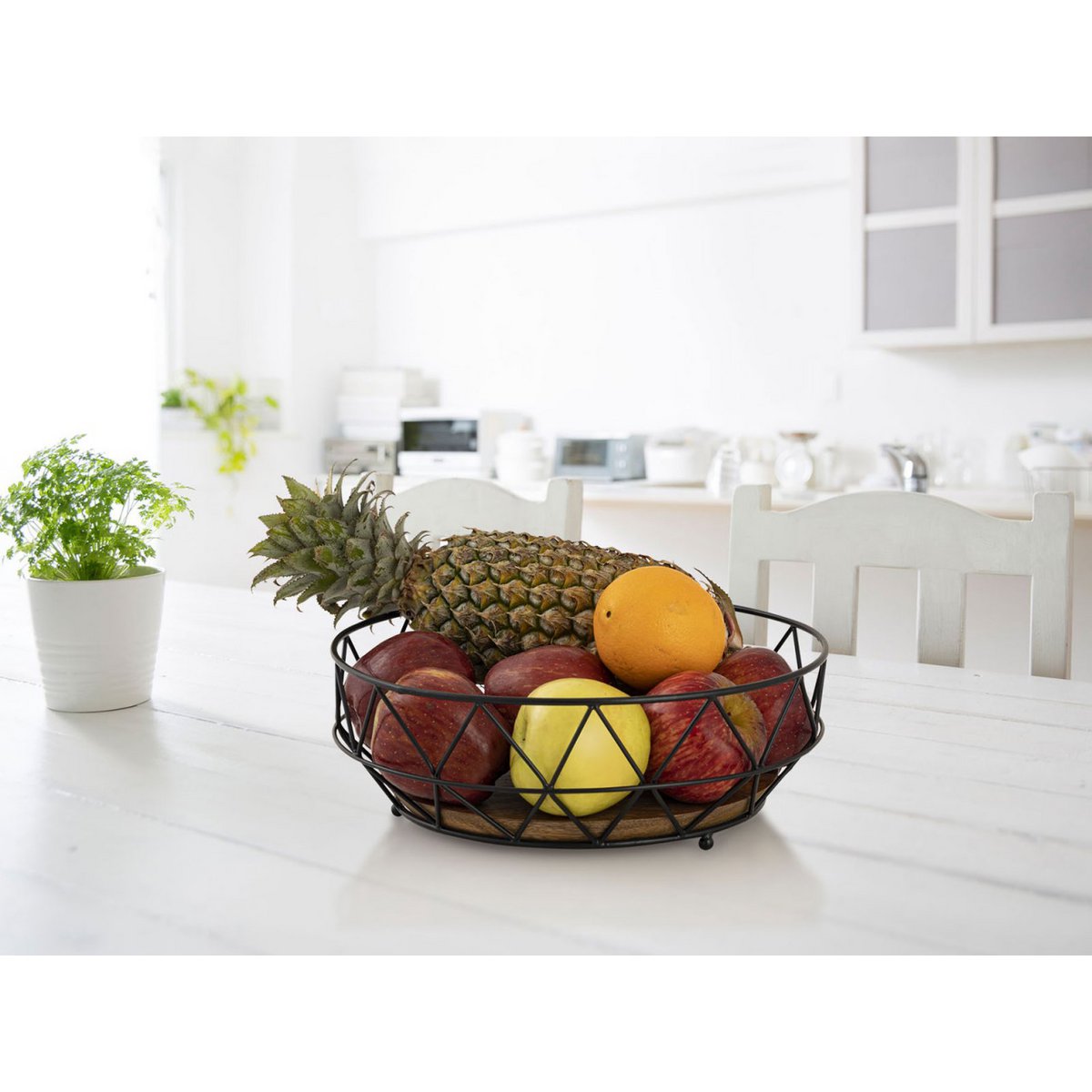 Fruitkom metalen broodmand rond neo Ø 28 cm H 10 cm fruitmand metaal zwart