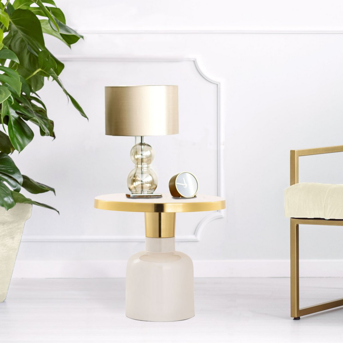 Bijzettafel rond ø 45 H 45 cm Decoratieve tafel Lampentafel Salontafel Glamtafel Metaal en email