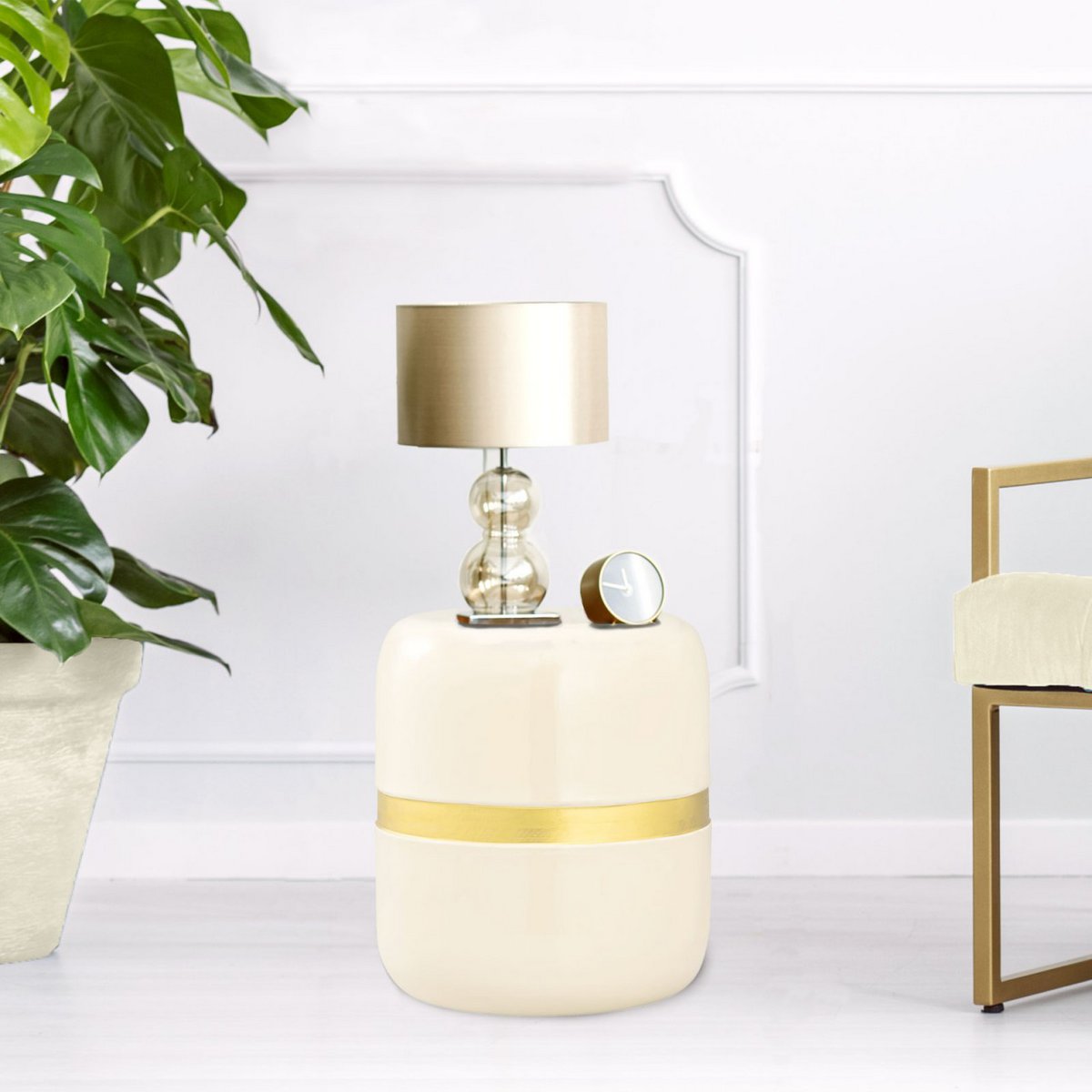 Decotisch tafeltafel rond Ø 34 uur 36 cm lamptafel soft beverley tafel metaal en glazuur