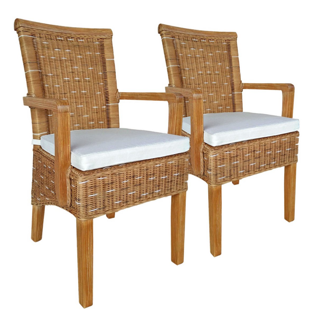 Eetkamerstoelen ingesteld met armleuningen 2 stuks Rattan stoel Perth Capuccino Cockture fauteuils duurzaam