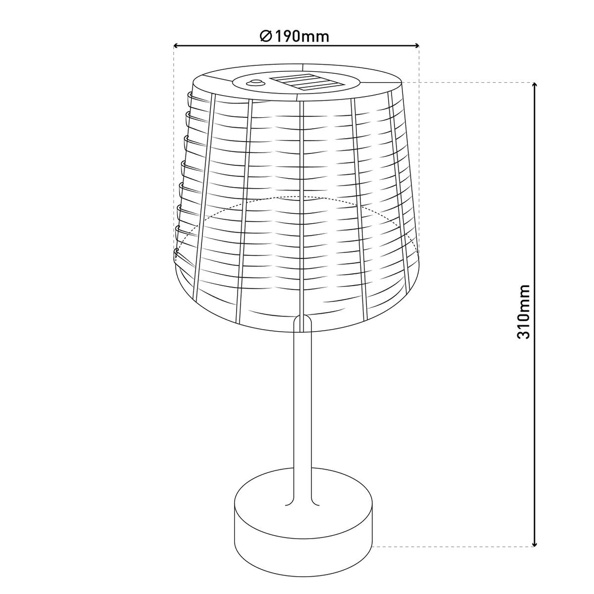 Solar-Table Light Rattan "Rada" in bruin, met schemeringsensor, warm wit, 31 cm hoog, voor de buitenruimte