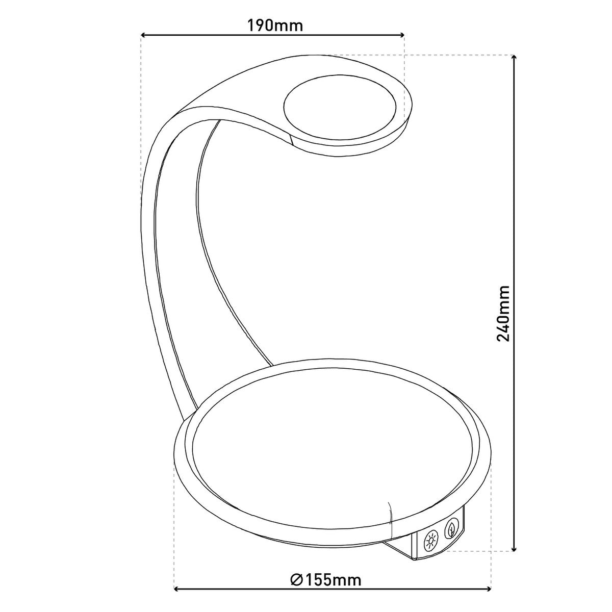 LED -plantentablet Licht 24 cm hoog, gemaakt van metaal en plastic in het wit, met geïntegreerde LED