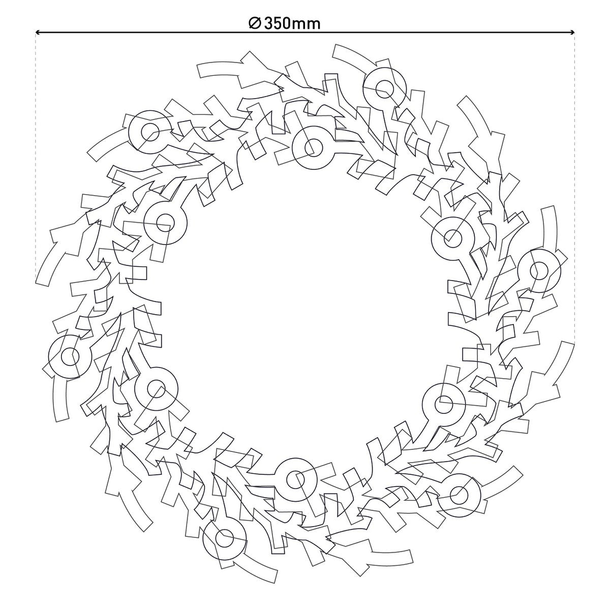 LED Kerstkrans "Noel" Outdoor Decoratie gemaakt van metaal en plastic in groen en goud, met stevig geïnstalleerde LED's