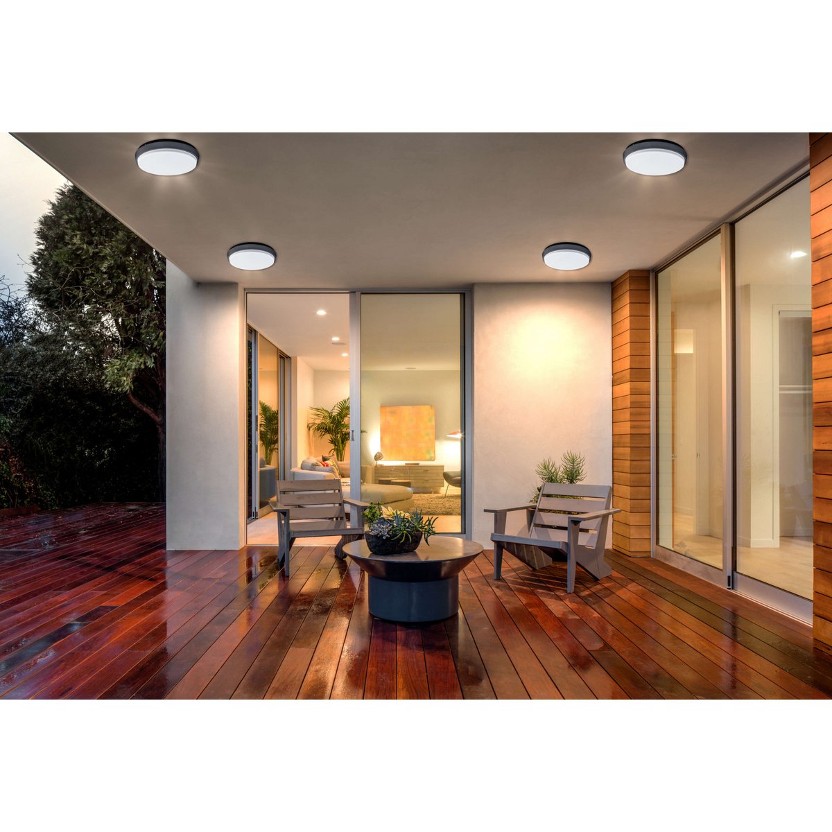 LED Outer Wall Lamp "Mio" Ø 17,5 cm gemaakt van antraciet -gekleurd metaal en plastic, IP54 voor ingang, balkon, terras