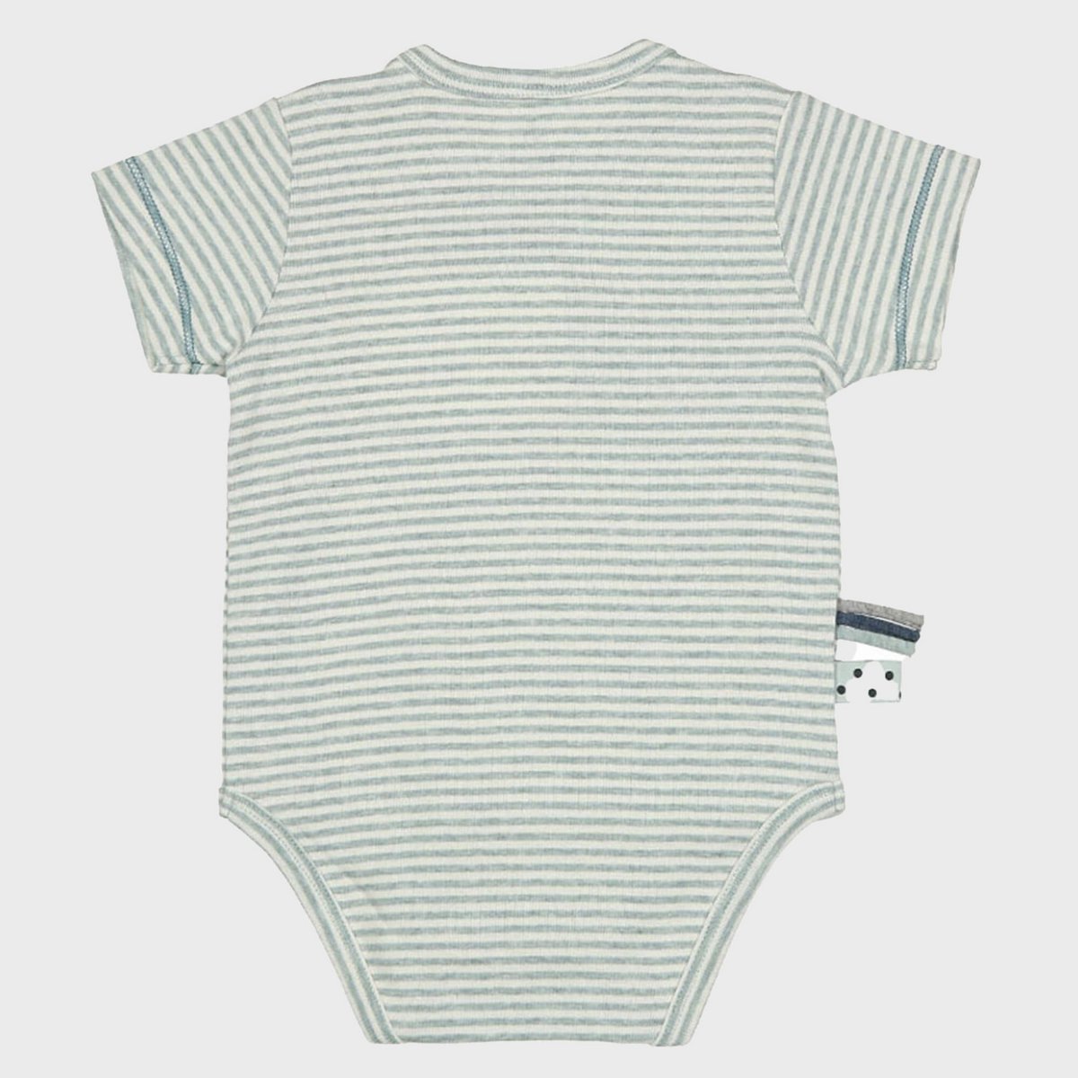OrganicEra Organic Baby S/S Kimono body, aqua gestreept