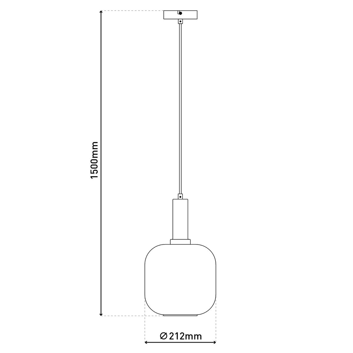 1-pendelende lamp "fumo", hanglamp gemaakt van metaal en glas in zwart, met E14-aansluiting, voor eetkamer, woonkamer, gang of kantoor, hangende lamp 150 x 20 cm