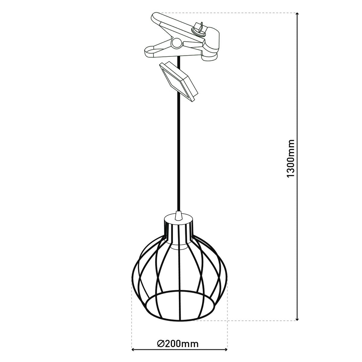 Solar / hanger lamp "rooster" gemaakt van zwart metaal, Ø 20 cm, inclusief stevig geïnstalleerde lampen, warm wit, voor de buitenruimte
