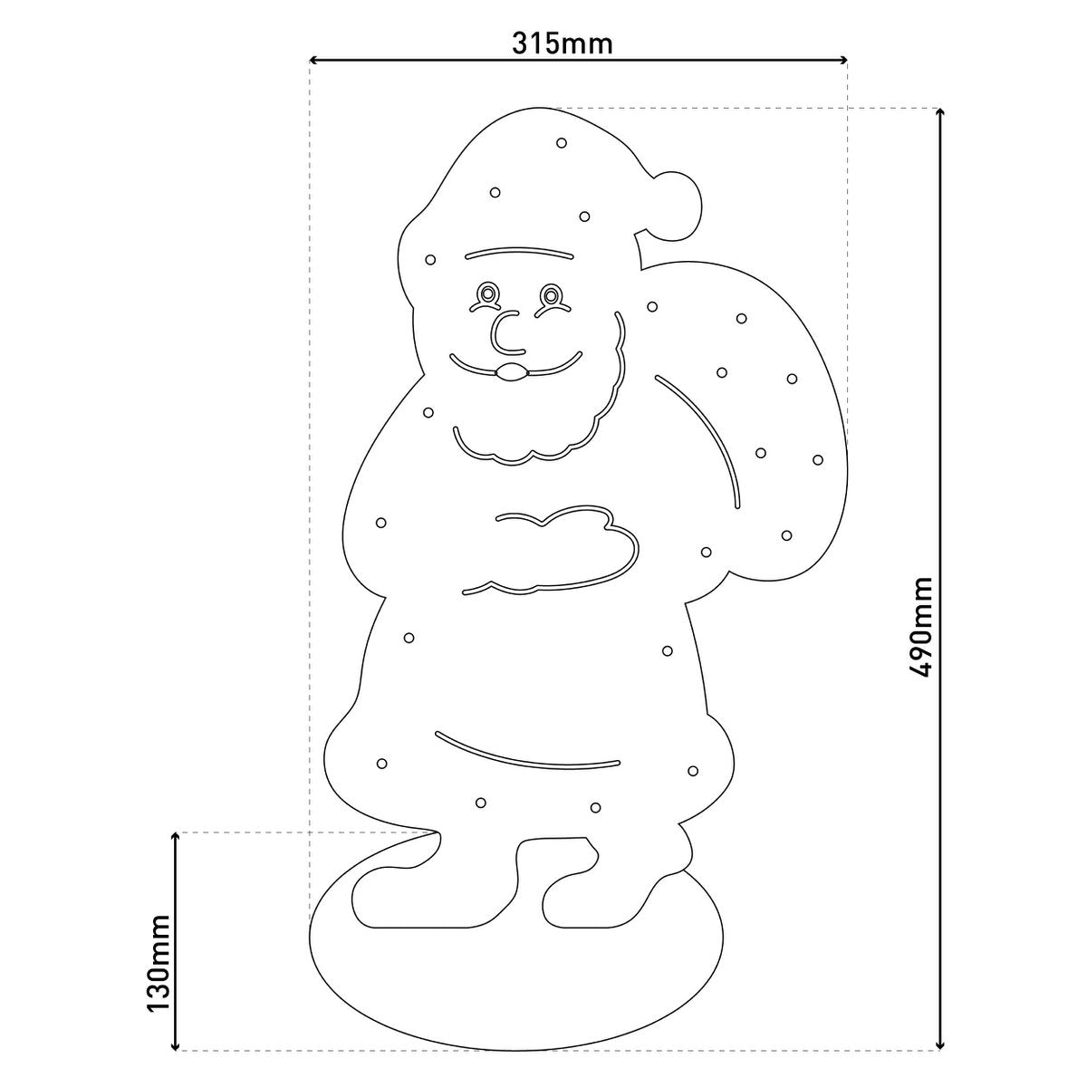 Led Wood Decolum "Santa" Small, kerstdecoraties gemaakt van hout in de natuur, met stevig ingebouwde LED's, voor de buitenruimte