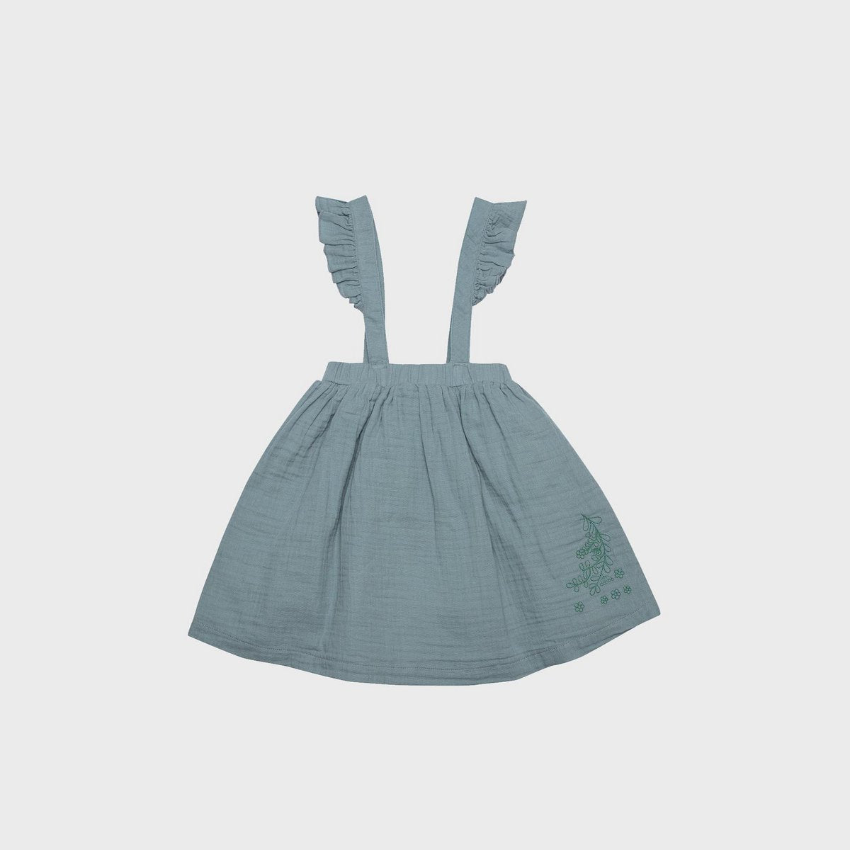 OrganicEra Biologische mousseline kinderjurk met ruches, aqua